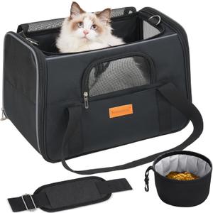 Cat Carrier, Dog Carrier, Cat Bag Carrier, Cat Travel Carrier, Soft-Sided and Scratch-Proof mesh Cat Bag Pet Carriers, Travel Puppy Carry, Pet Home (Black), 
16"L x 12"W x 2"H