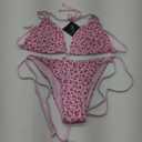 ZAFUL Women's Triangle Bikini Floral String Bikini Set Two Piece Swimsuit Bathing Suits (Medium, 2-Pig Pink)