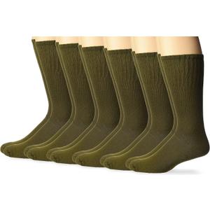 Jefferies Socks Men's Military Uniform All Season Rib Top Crew Boot Socks 6 Pack (9-11, Olive Green)