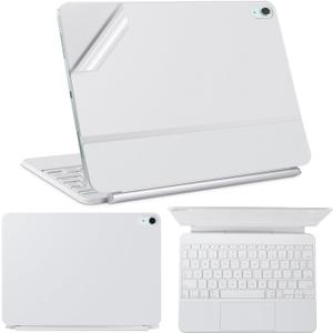 IMMOENUC Protective Skin Sticker for 2025 iPad Air M3 (A3266/A3267) 11-inch Magic Keyboard 3-Side ull Coverage Protective Vinyl Decals Self-Adhesive,Pre-Cut (Top/Bottom/Keyboard Panel)White