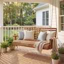 JONATHAN Y Natura 51" Slatted Wood 2-Person Hanging Porch Swing, Natural
