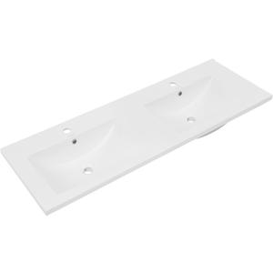48" Ceramic Vanity Top with Double Basins (Glossy White)