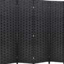 FDW Room Divider Wood Screen 4 Panel Folding Portable Partition Screens Wooden Mesh Woven Design Room Screen Divider for Home Office (Coal Black)