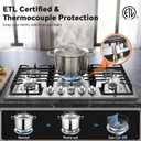 Gas Cooktop 30 inch 5 Italy SABAF Burners with Wok Ring, NG/LPG Convertible