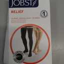 JOBST Relief Thigh High Graduated Compression Stockings 15-20mmHg - Comfortable Unisex Design with Silicone Dot Band - Closed Toe, Black, Large