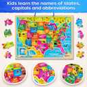 SYNARRY Large USA World Solar System Wooden Magnetic Puzzles for Child Ages 4-6, Wood Puzzles Educational Games Toys Easter Gifts for Children, United States World Space Map for Boys Girls Age 3-5 4-8, 16.14 x 12.2 inches, 136 pieces