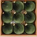 Velvet Ornaments for Christmas Tree Decorations - Moss Green Xmas Ball Ornament for Indoor Holiday Decor - Shatterproof Christmas Bulbs Ornaments 80mm 3.15inch - Pack of 9