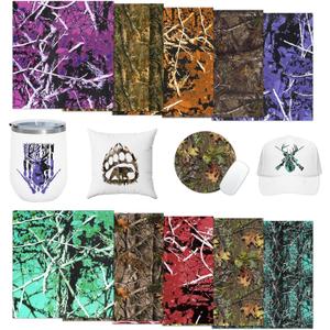 Tintnut Real Tree Sublimation Transfer Ink Sheets - 10 Sheets 12"x10", Camouflage Pattern Sublimation Transfer Paper Bundle Compatible with Cricut for DIY Mugs, Tumblers, Key Chain, T-Shirts