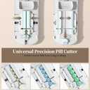 Daviky Pill Cutter Splitter for Small & Tiny Pills, Dual Safety Blades, Adjustable Centering Slot, Precise 1/2 1/3 1/4 Tablet Cutter, Built-in Storage, Portable & Senior-Friendly