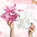 White,Pink 2 Pcs Flower Fascinator Hats for Women, White Tea Party Hats, 1920s 50s Wedding Cocktail Floral Headbands with Clip, 2026 Vintage Rose Fascinator Headpiece (Purple)