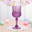 CHLJAR 7oz Plastic Vintage Drinking Glasses Wine Glasses Vintage Champagne Flutes Unbreakable Wedding Glassware Crystal Water Goblets Reusable Drinkware (Purple, 48 PCS)