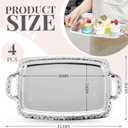 4 Pcs Silver Serving Tray Elegant Floral Metal Plate Silver Platter for Buffet Wedding Party Jewelry Decorative (Oblong with Handle)