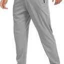 Rapoo Men's Lightweight Joggers Pants Quick Dry Workout Track Running Gym Athletic Pants with 3 Zipper Pockets (Gray, S)