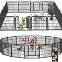 Dog Playpen Outdoor/Indoor,24" Height 16 Panels Dog Fence,Dog Pen with Anti-Rust Coating for Medium/Small Dogs, Puppy, Portable Pet Playpen for Yard, RV, Camping