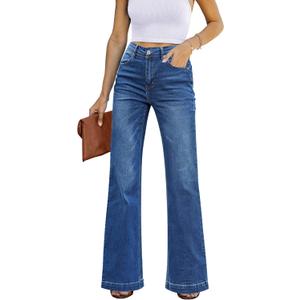 GRAPENT Womens Flare Jeans High Waisted Wide Leg Baggy Jean for Women Stretch Denim Pants SIze L