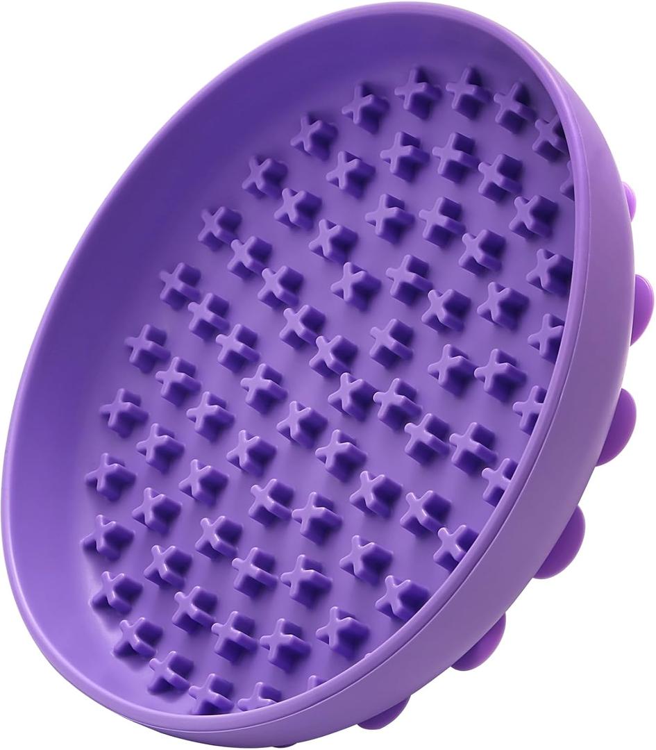 Slow Feeder,Cat Dog Help Slow Down Eating Speed Soft Silicone Rubber Cute Slow Feeder for Puppy/Cat/Dog (Purple, Large)