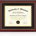 11x14 Diploma Frame with 8.5 x 11 Opening Black Mat, Display 8.5x11 Degree Certificate Document, Wall Mount or Tabletop Display(Cherry Red)