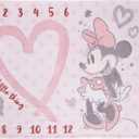 Disney Minnie Mouse Pink, Rose, Black & White Super Soft Milestone Baby Blanket, Pink, White, Black, Raspberry, 40x50 Inch (Pack of 1)
