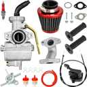 FVRITO PZ20 Carburetor Thumb Throttle Kit Compatible with Tao tao Coolster 125cc 110cc Chinese ATV Quad 4 Wheeler 50cc 70cc 90cc 4 Stroke Engine Kazuma Baja SunL Roketa Vitacci Loncin Lifan Parts (Black)