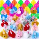 Grastfu 24 Pack Easter Eggs Fillers with Mini Bunny Plush Basket Stuffers with Toys Inside Bunny Mini Stuffed Animal, Easter Eggs Hunts Party Favors Surprise for Kids Toddlers Boys Girls