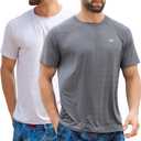 Men's Rash Guard Swim Shirts UPF 50+ Short Sleeve Fishing Quick Dry Beach-Recommended Larger one (M)