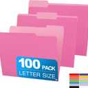 Two Tone Color File Folder 8.5 x 11 Inch,100 Packs Pink File Folders,1/3 Cut Tabs File Folder Letter Size,Manila File Folders for Office,School and Home,Organization