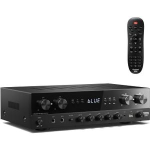 Donner Stereo Receivers Home Audio Amplifier, Premium 1000W Peak Power 4 Channel Amplifier with Bluetooth 5.0, USB, FM, 2 Mic-in, Echo, RCA, Optical/Coaxial Input for Home, Karaoke, Theater Speakers