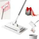 Snap Grip Mini Mop, Zero Touch Mini Mops, Gap Dust Cleaner Flat Mops with Locking Head & Sweeping Cloths, 92cm Long Handle Mopping Sweeper Stick for Multi Cleaning (1*mop+5*Cloth) 7-14 Days delivery