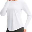 Women's UPF 50+ Sun Shirt Long Sleeve UV Shirts Rash Guard Lightweight Quick Dry Workout Hiking Tops for Women, M, White