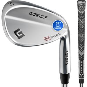 Gowolf Forged Golf Wedges 52Degree Single or Sets for Men, Right Hand Premium Full Face Gap Wedge Sand Wedge Lob Wedge Golf Club, Great Golf Gifts - CNC Milled Face for More Spin 52 Size