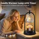 GyroVu Candle Warmer Lamp with Timer, 3-Level Dimmable Candle Lamps Vintage Glass Shade, Candle Warmer Light Wax Melt Warmer for Scented Wax, Black Warmer Lamp for Women Home Decor (2 Bulbs Included)
