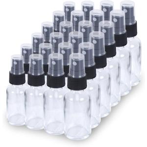2oz Glass Spray Bottle, Fine Mist Boston Glass Bottles with Black Fine Mist Sprayer Small Clear Bottles for Essential Oils, Bath, Beauty, Hair & Cleaning, Clear, Pack of 48 (2 Ounces)