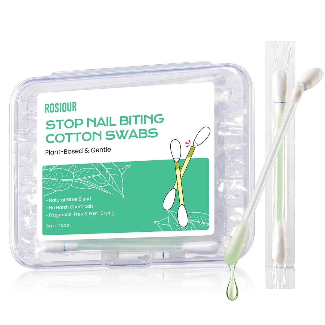 3 x Nail Biting Treatment for Kids & Adults - 24 PCS Individually Wrapped Stop Thumb Sucking Nail Polish - Quick-Dry, Water-Resistant Cotton Swabs No Bite Nail Polish