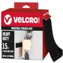 VELCRO Brand Heavy Duty Tape with Adhesive | 15 Ft x 2 In | Holds 10 lbs, Black | Industrial Strength Roll, Cut Strips to Length | Strong Hold for Indoor or Outdoor Use, 15ft x 2in