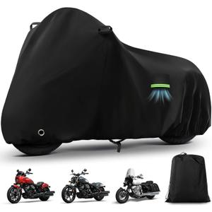 Motorcycle Cover Waterproof for Indian Chief Dark Horse/ Chief Bobber/ Super Chief Limited, Heavy Duty Outdoor Sun UV Rain Dust All Weather Protection Motorbike Cover with Soft Cotton Lining & Lock Hole