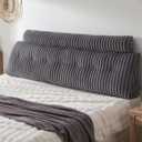 Headboard Pillow + A Long Neck Roll Pillow Body PillowFaux Fur Headboard Wedge Pillow with Removable Cover (Gray, King76x8x20 inches)