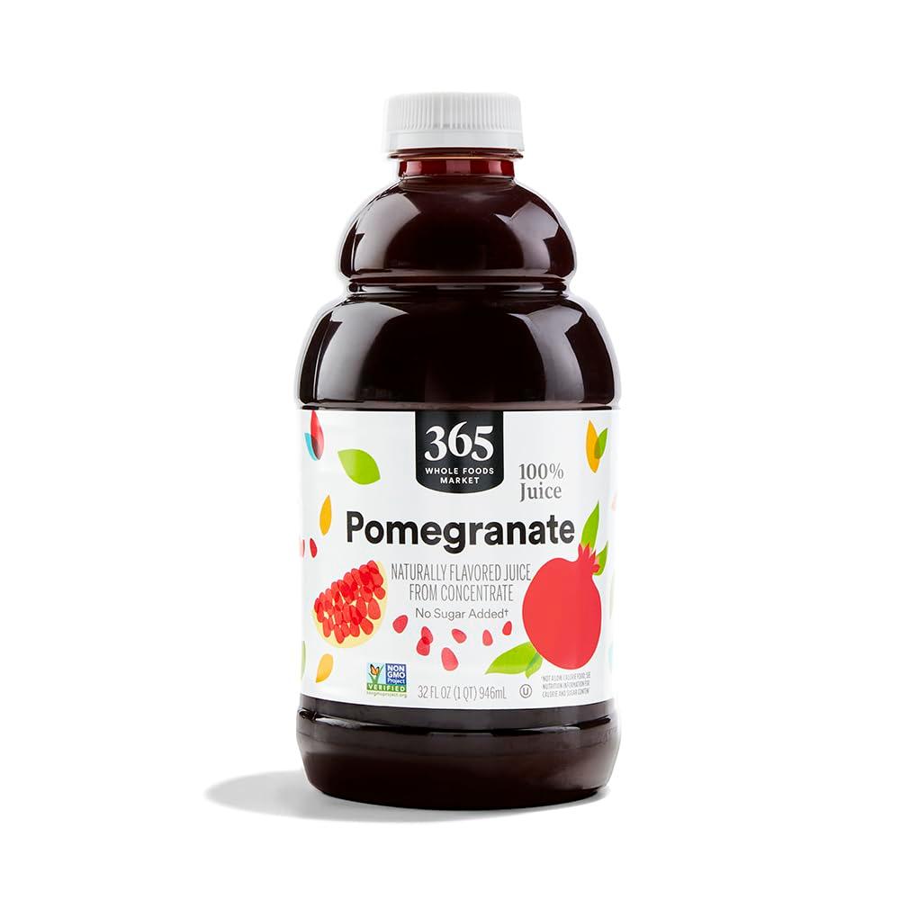 4 x 365 by Whole Foods Market, 100% Juice, Pomegranate, 32 fl oz (EXP 01/24/26)