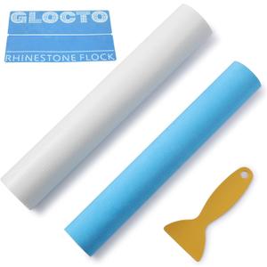 GLOCTO Magic Flock 12" x1Yard and Hotfix Tape 2yards for Rhinestone Template Stencil Rhinestone Flock for Hotfix Rhinestones for Any Cutting Machines