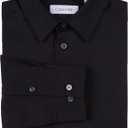 Calvin Klein Boys' Long Sleeve Slim Fit Dress Shirt, Button-Down Style with Cuffs & Shirttail Hem (Black, 16)