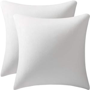 DEZENE Decorative Pillow Cases 20x20 White: 2 Pack Cozy Soft Velvet Square Throw Pillow Covers for Farmhouse Home Decor