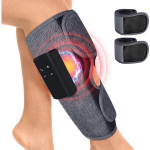 Air Compression Leg Massagers for Circulation and Pain Relief with Heat, Cordless Wearable Thigh or Calf Leg Massagers, 4 Modes 3 Intensities Relax for Home Office Gym, Gift for Men Women (Pair)