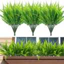 20 Bundles Artificial Boston Fern Plants Fake Ferns Faux Plants Shrubs Greenery Outdoor UV Resistant No Fade Garden Porch Window Box Decor