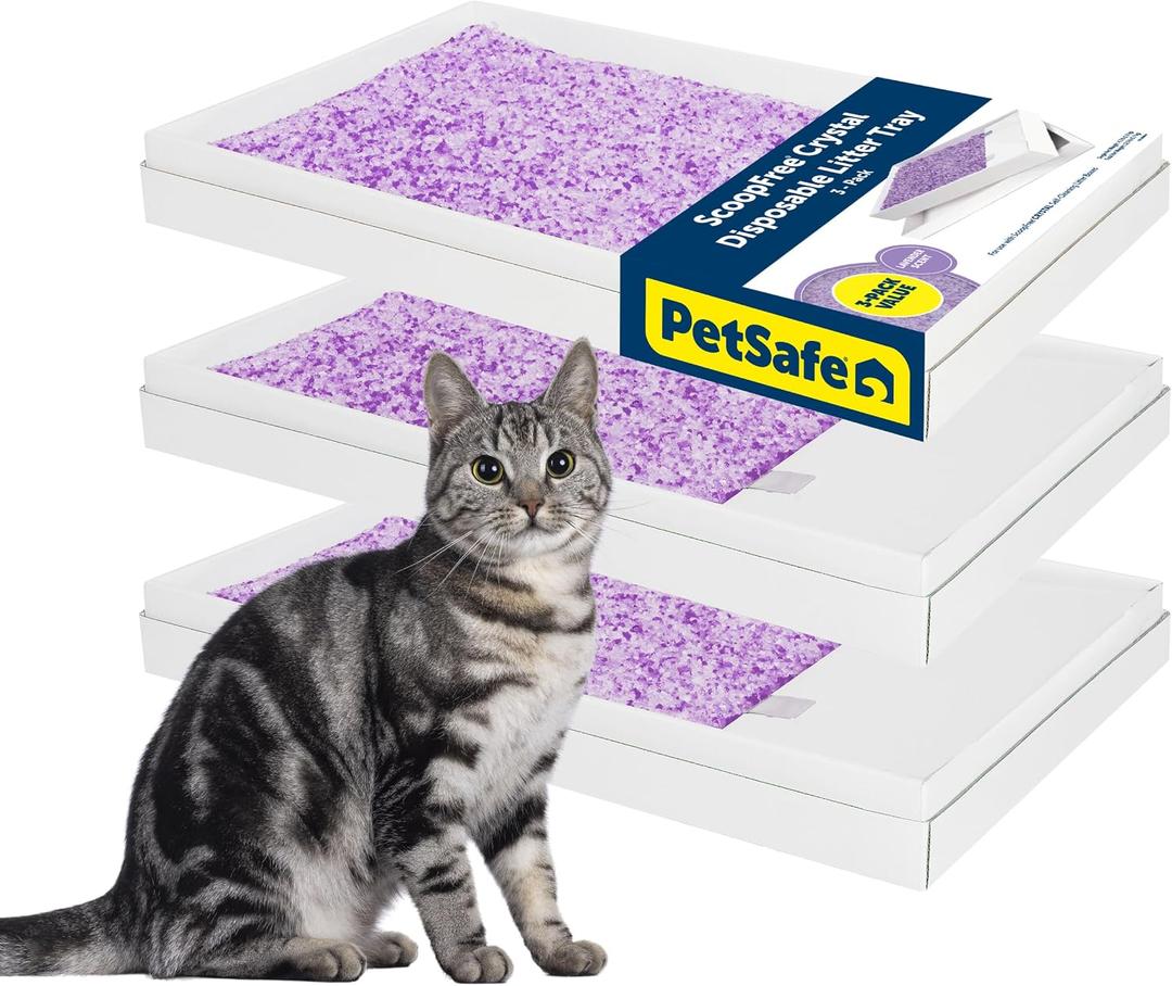 PetSafe ScoopFree Disposable Crystal Cat Litter Tray - Easy Cleaning Box - Refill Tray for Automatic Litter Box - Lavender Scent - 4.3 lb Bags - 3 Pack