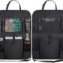 2PCS Car Backseat Organizer, Waterproof Oxford Fabric Auto Back Seat Protector Kick Mats with Clear 10" Tablet Holder & 5 Storage Pockets, Universal Vehicles Travel Accessories