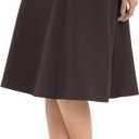 Urban CoCo Women's A-Line Elastic High Waist Flare Work Midi Knee Length Stretchy Skirt (Brown, S)