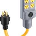 Kanayu 1.5 ft Generator Adapter Extension Cord Compatible with NEMA L5-30P to Four 5-20R/ 5-15R & L5-30R, 3 Prong Locking Generator 30 Amp to 15/20 Amp Cord 125/250v 7500 Watts, ETL Listed