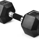 Yes4All Rubber Grip Encased Hex Dumbbell – Hand Weights With Anti-Slip 30 LBS Single