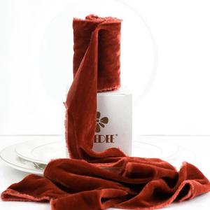 MEEDEE Rust Velvet Ribbon 3 Inch Rust Fringe Ribbons Raw Edge Silk Velvet Ribbon for Wreaths, Flower Bouquet, Photography, Dress Sash, Baby Shower, Wedding Decor (3 Yards)