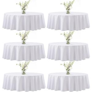 joybest 6 Pack Round Tablecloths - 60 Inches in Diameter White Table Cloth Fit 20 to 42 Inches Tables, Washable Polyester Fabric Table Cover for Dining, Buffet Party, Wedding
