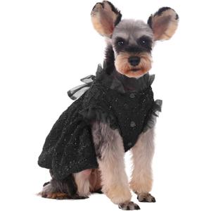 Kuoser Dog Dress for Large Dogs, Cute Puppy Tutu With Bow-Knot, Princess Costume Pet Outfit for Girl, Cat Clothes for Birthday Party Christmas Wedding, Black X-Large (X-Large (Chest Girth: 23.6"))